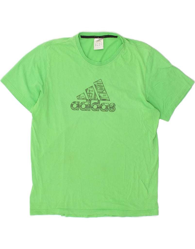 ADIDAS Mens Slim Graphic T-Shirt Top 2XL Green Cotton Vintage Adidas and Second-Hand Adidas from Messina Hembry 