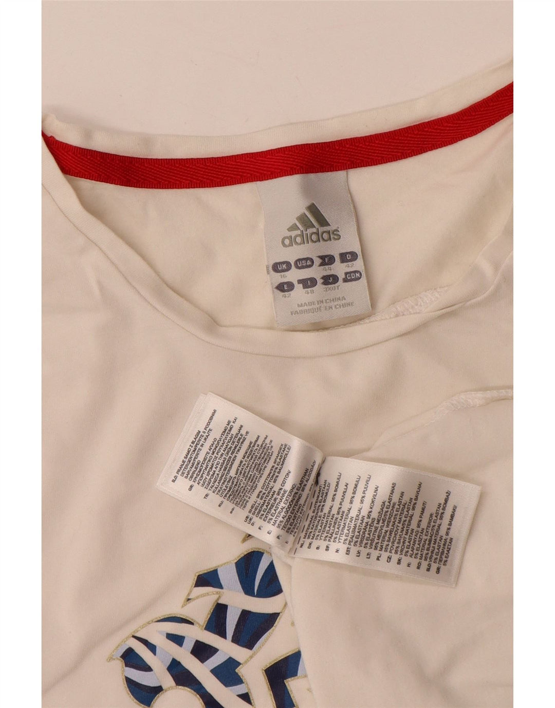 Adidas Womens Graphic T-Shirt Top UK 16 Large White Cotton