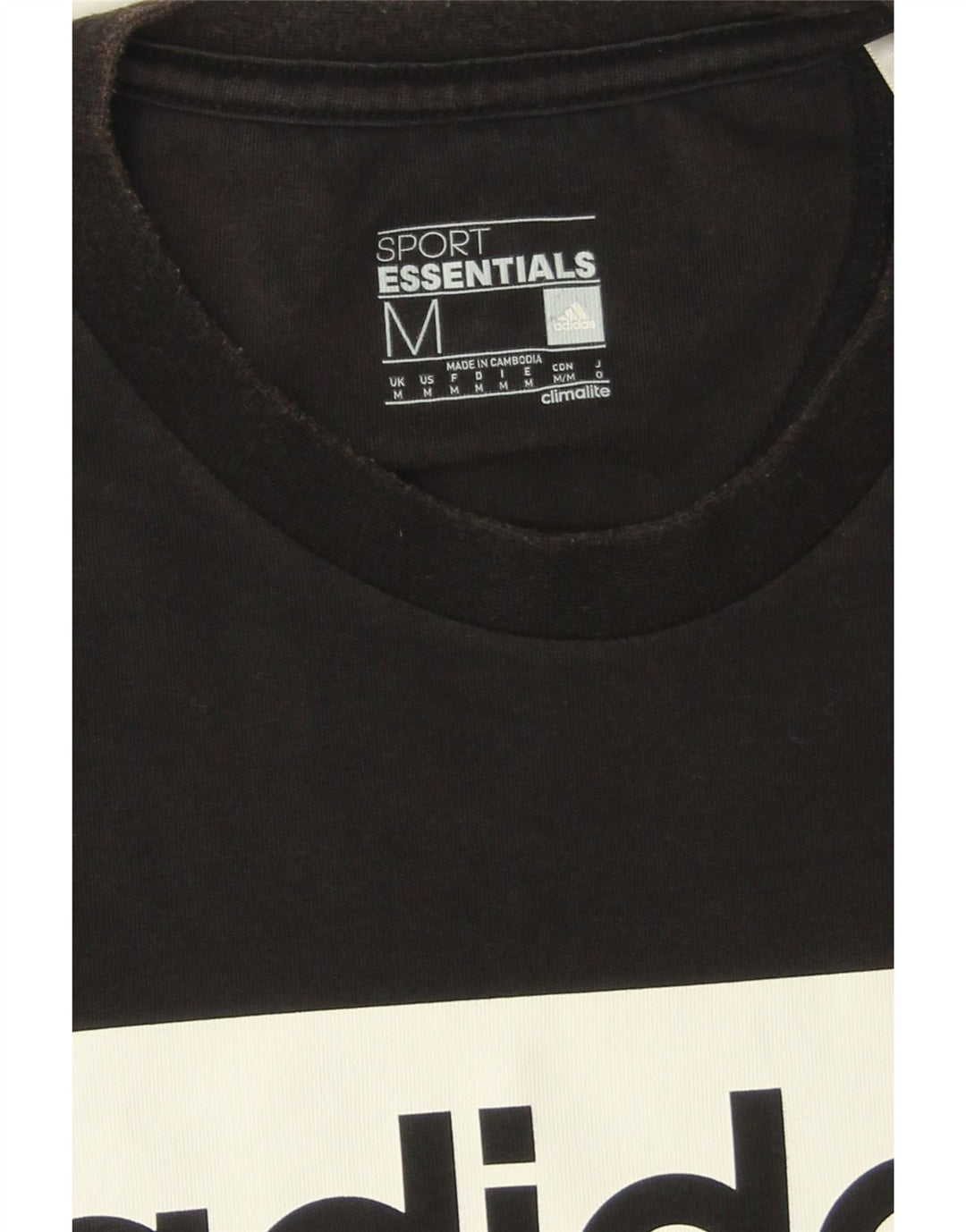 ADIDAS Mens Climalite Graphic T-Shirt Top Medium Black Cotton Vintage Adidas and Second-Hand Adidas from Messina Hembry 