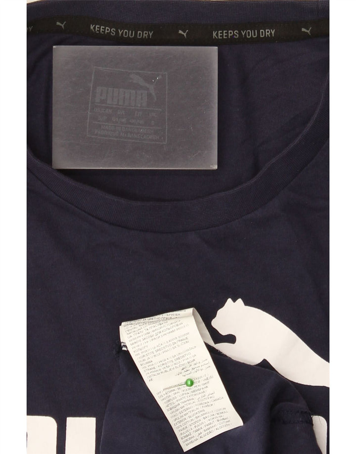 PUMA Mens Graphic T-Shirt Top Small Navy Blue Cotton