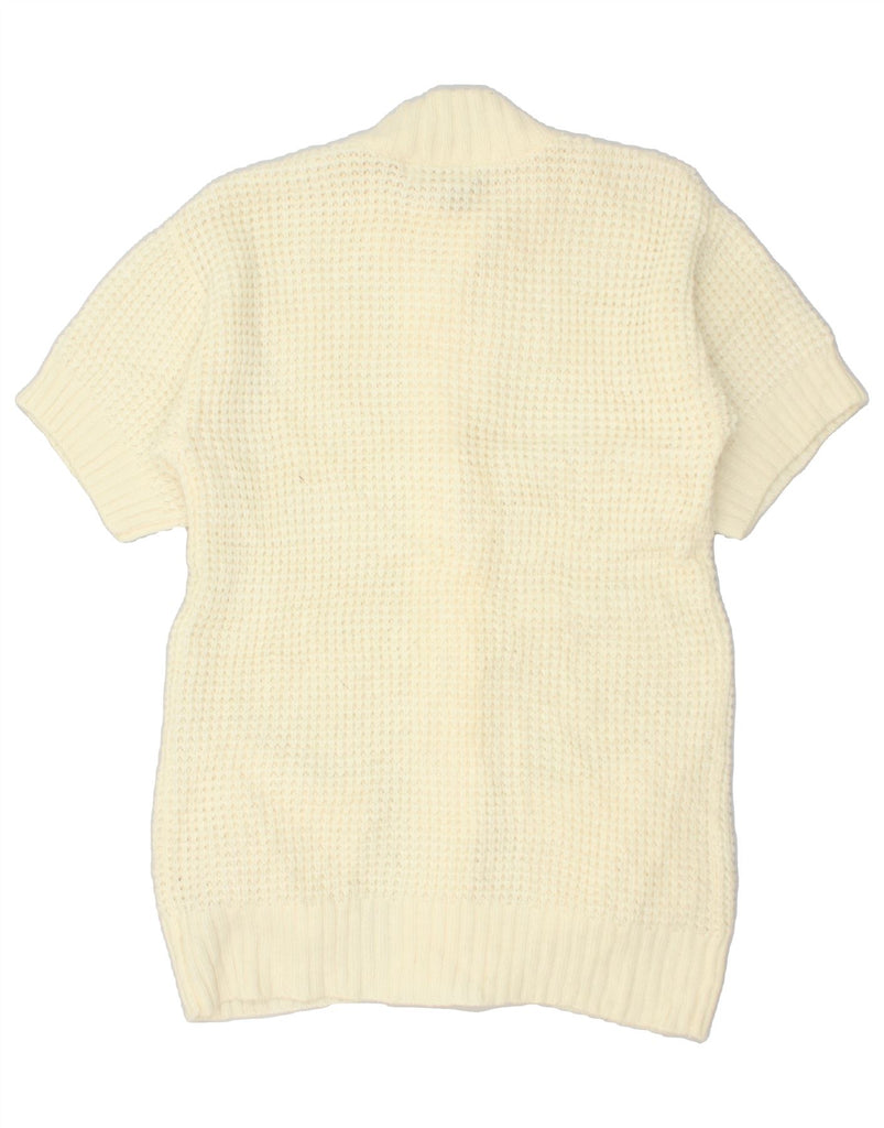 MICHAEL KORS Womens Short Sleeve Cardigan Sweater UK 16 Large White | Vintage Michael Kors | Thrift | Second-Hand Michael Kors | Used Clothing | Messina Hembry 