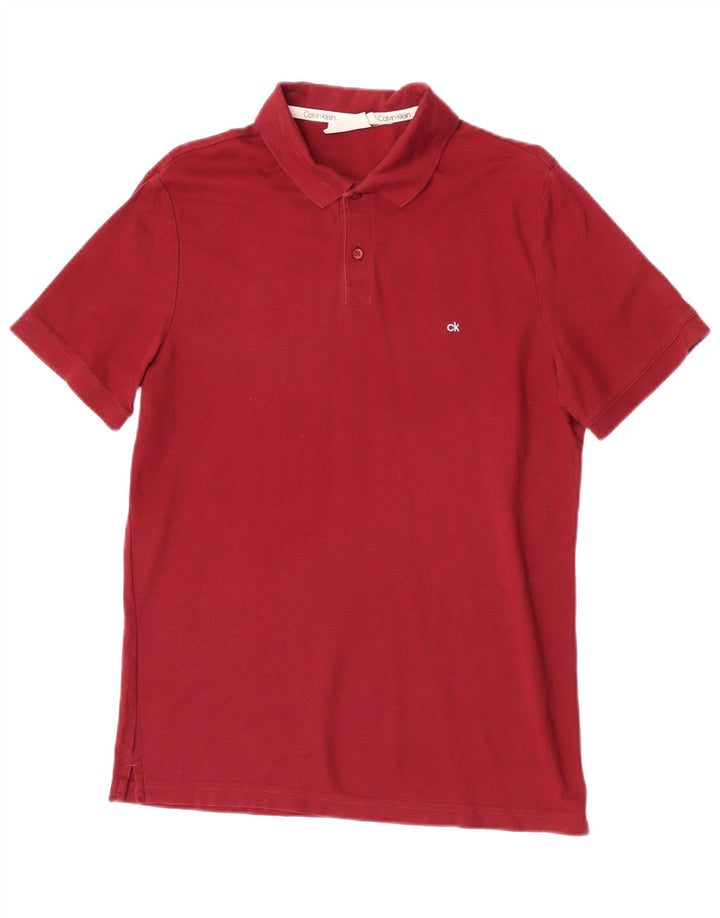 Calvin Klein Mens Polo Shirt Medium Burgundy Cotton
