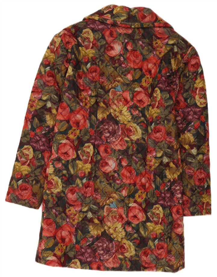 Vintage Womens Quilted Overcoat UK 8 Small Multicoloured Floral