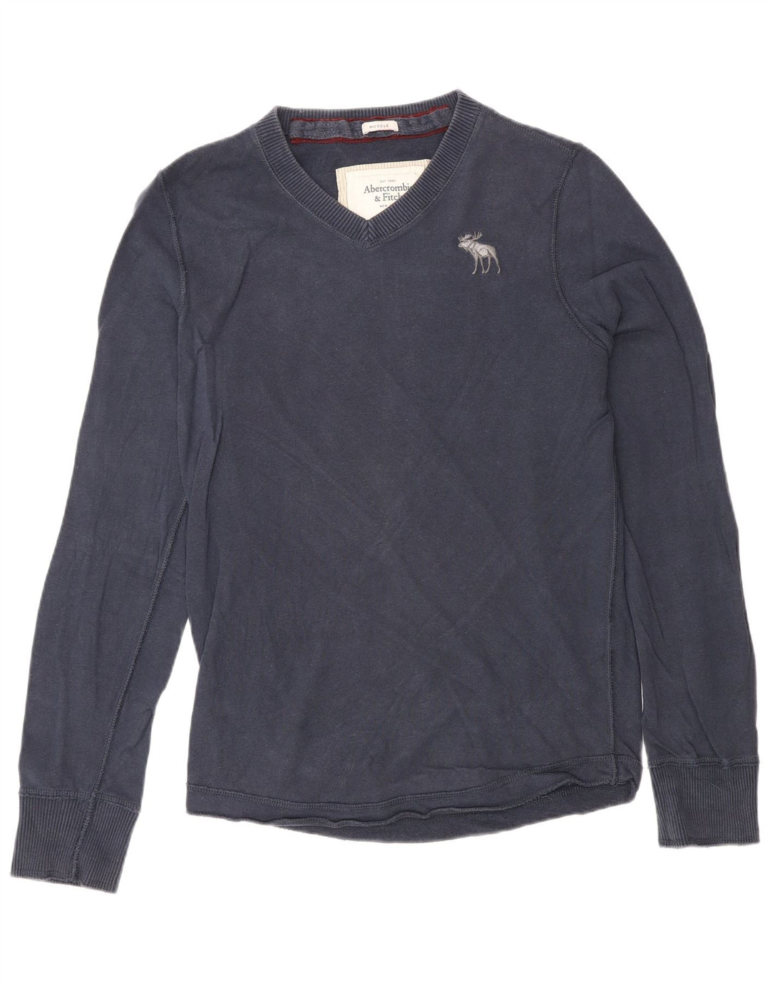 Abercrombie & Fitch Mens Top Long Sleeve Medium Navy Blue Classic