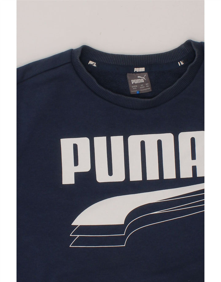 NIKE Boys Graphic Sweatshirt Jumper 11-12 Years Navy Blue Cotton Vintage Nike and Second-Hand Nike from Messina Hembry 