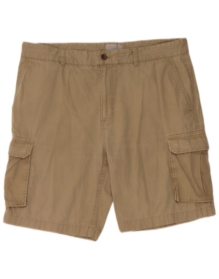 Marks & Spencer Mens Cargo Shorts W36 XL Beige Cotton