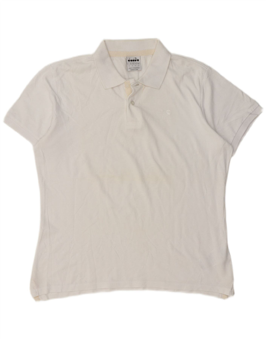 Diadora Mens Polo Shirt Medium White Cotton