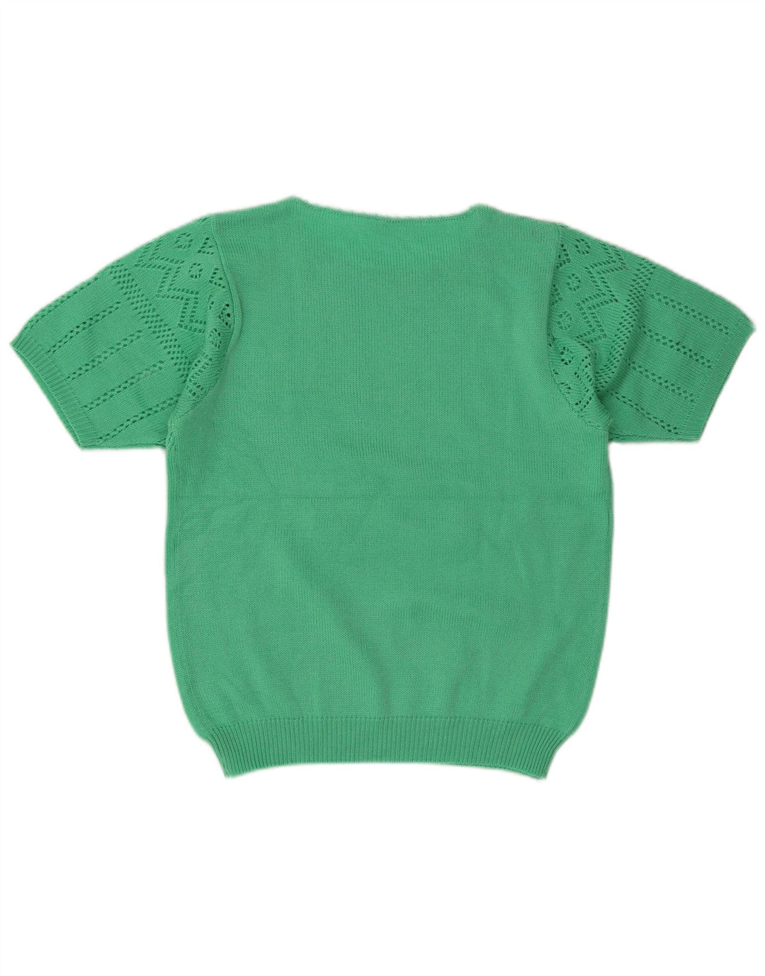 Vintage Womens Short Sleeve Crew Neck Jumper Sweater EU 38 Medium Green