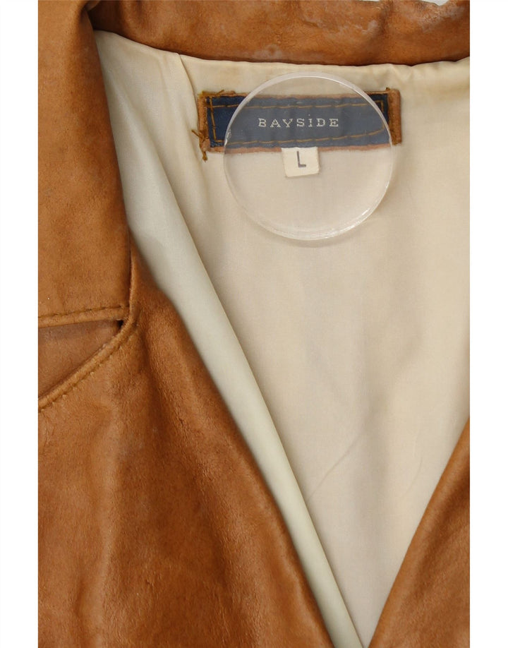 Bayside Womens Leather Jacket UK 14 Large Brown Leather