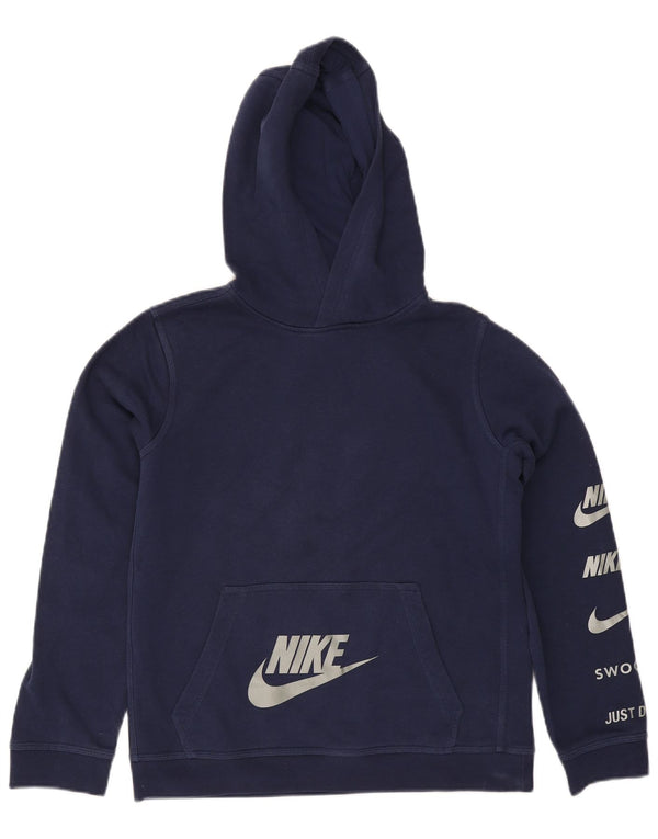 Nike Boys Graphic Regular Fit Hoodie Jumper 13-14 Years XL Navy Blue Cotton