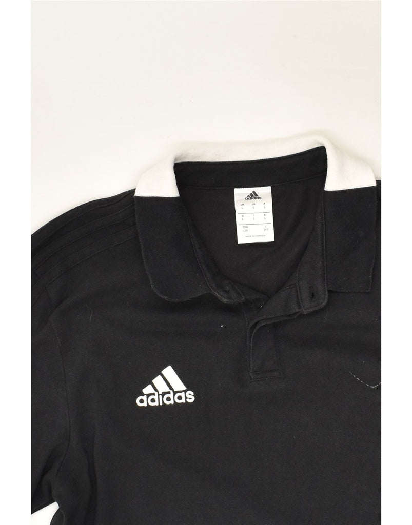 ADIDAS Boys Climalite Polo Shirt 12-13 Years Large Black Cotton | Vintage Adidas | Thrift | Second-Hand Adidas | Used Clothing | Messina Hembry 