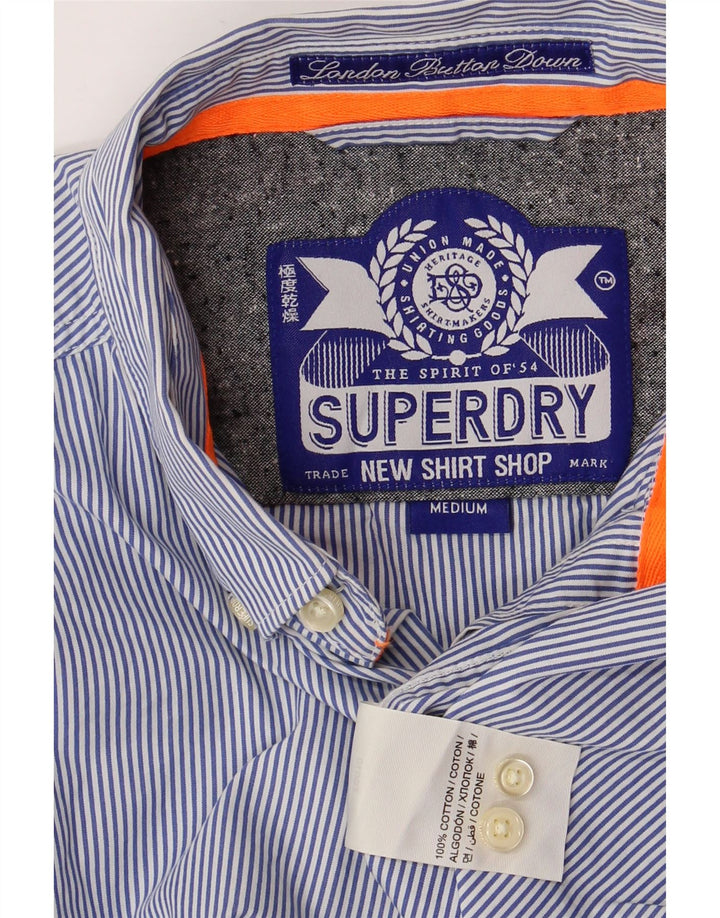 SUPERDRY Mens Shirt Medium Blue Pinstripe Cashmere
