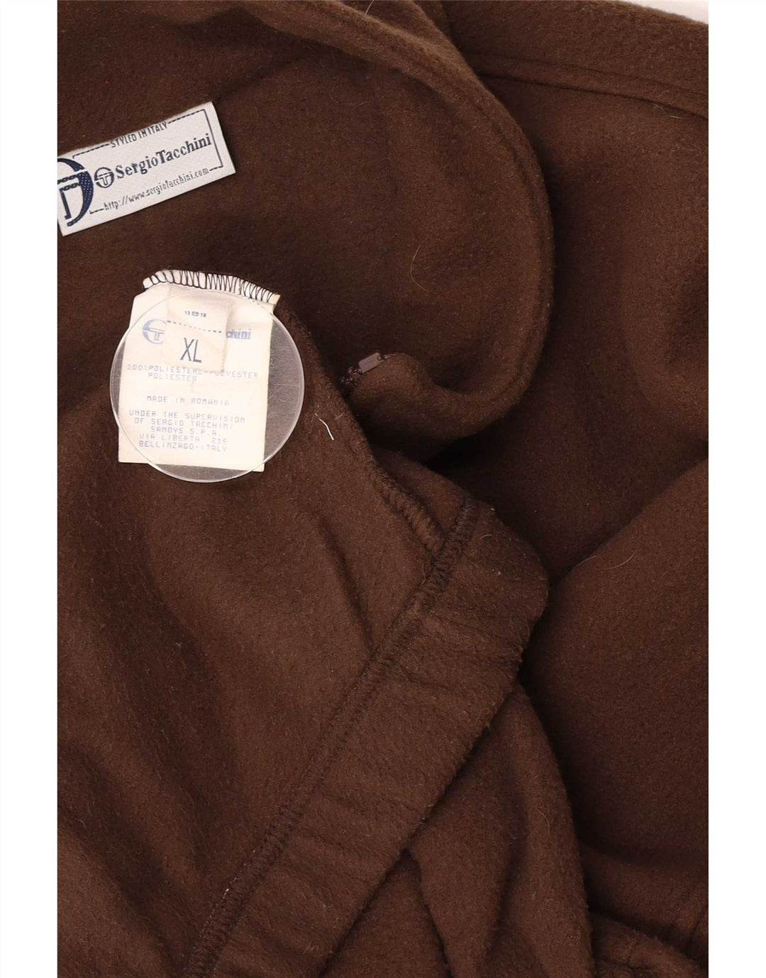 Sergio Tacchini Mens Fleece Jacket UK 42 XL Brown Polyester