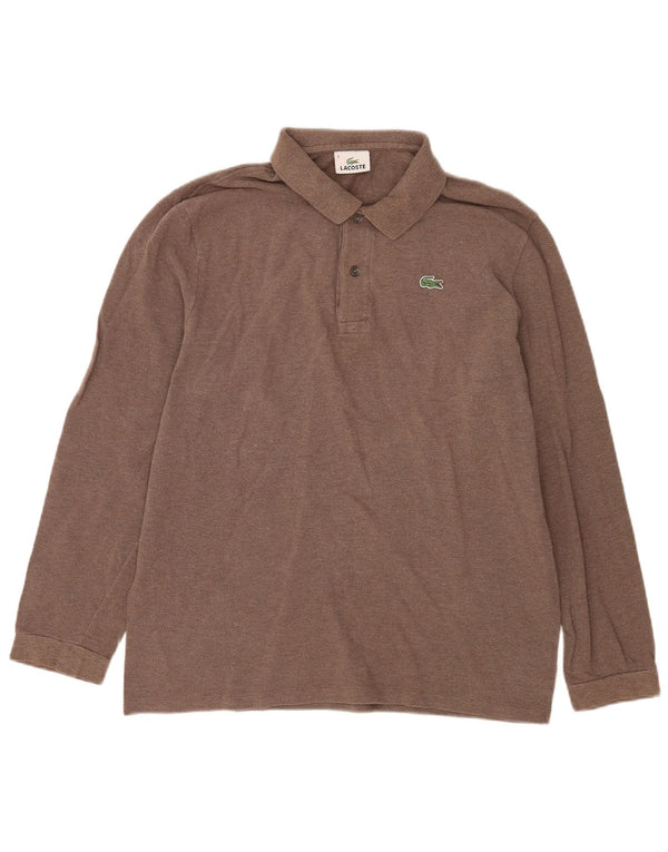 Lacoste Mens Long Sleeve Polo Shirt Size 6 XL Brown Cotton