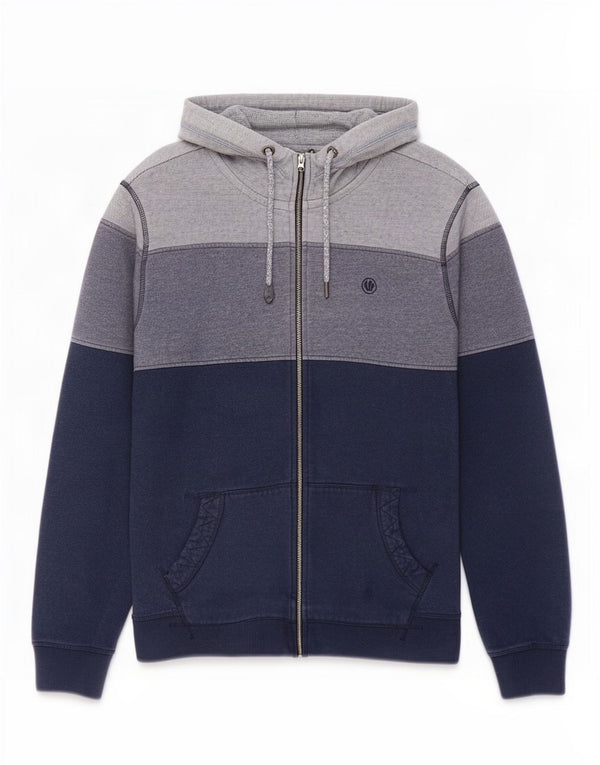 Fat Face Mens Zip Hoodie Sweater Large Navy Blue Colourblock Cotton