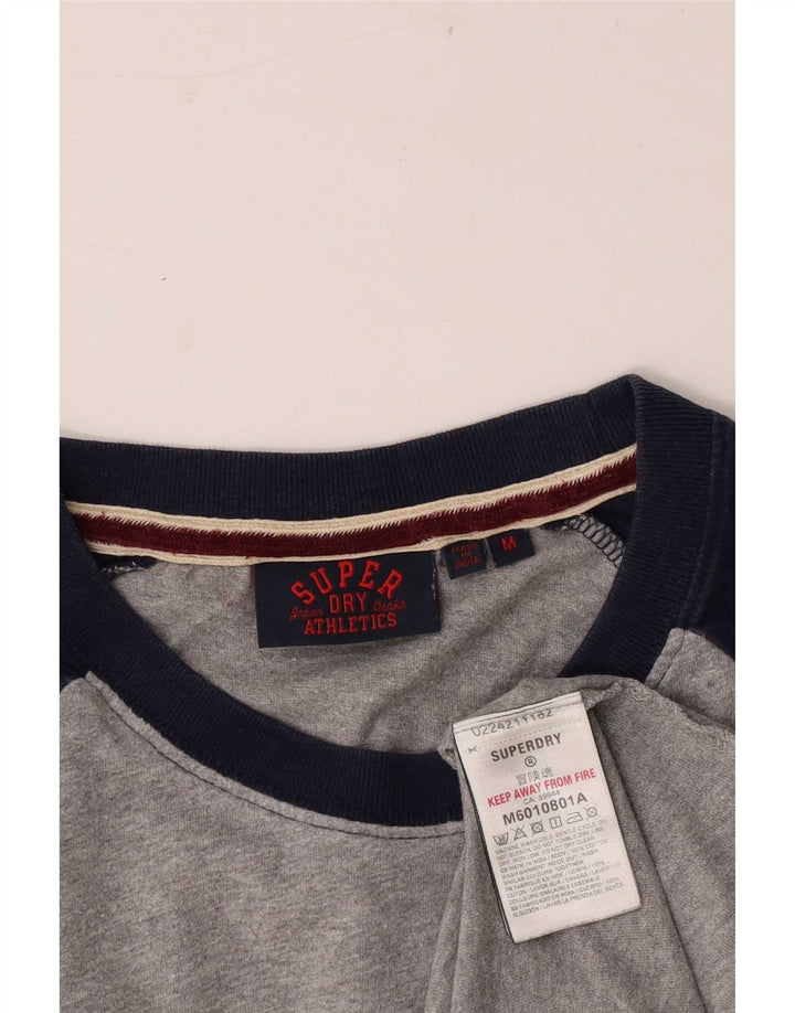 Superdry Mens Top Long Sleeve Medium Grey Colourblock Cotton