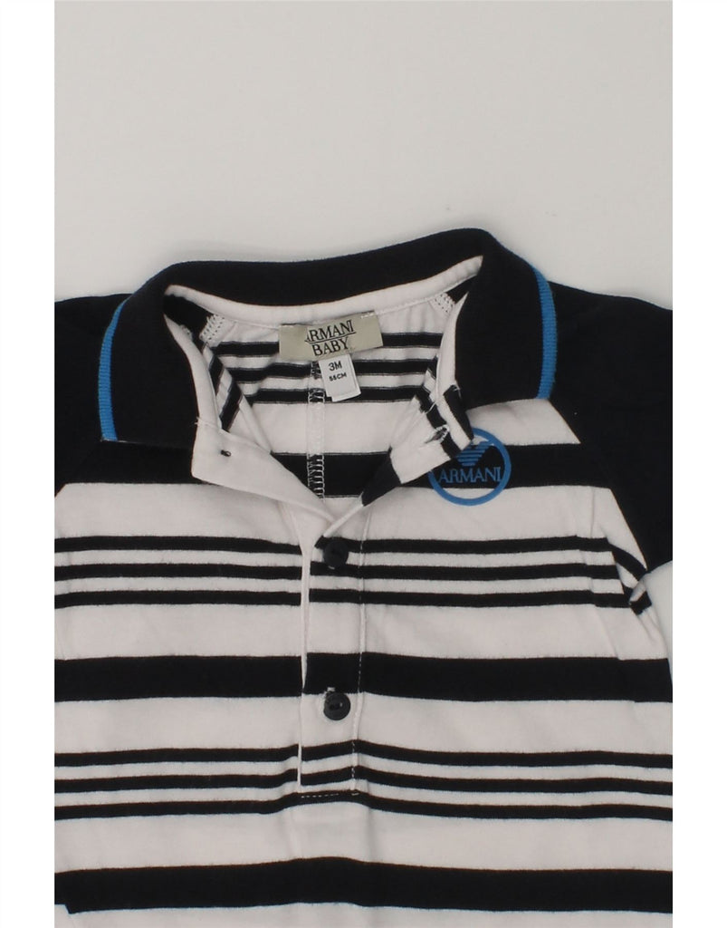 ARMANI BABY Baby Boys Bodysuit 0-3 Months White Striped Cotton | Vintage Armani Baby | Thrift | Second-Hand Armani Baby | Used Clothing | Messina Hembry 