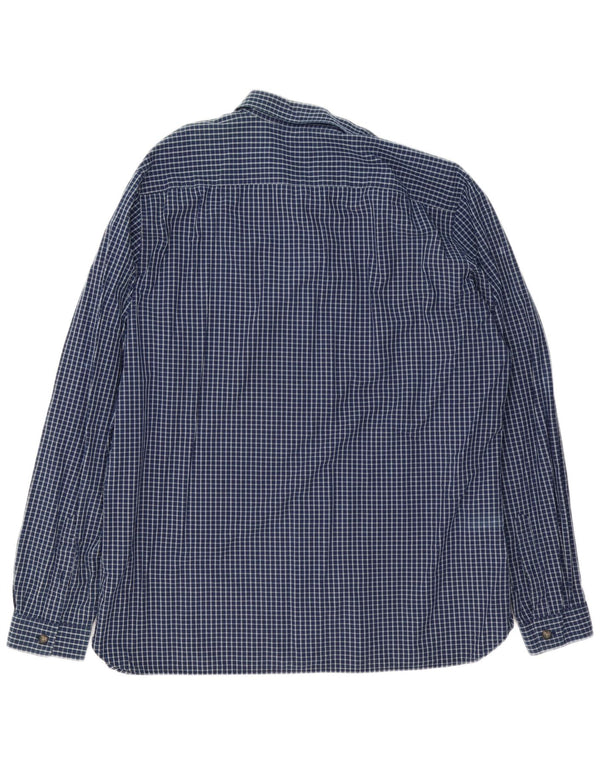 Lacoste Mens Slim Fit Shirt Size 45 2XL Navy Blue Check Cotton