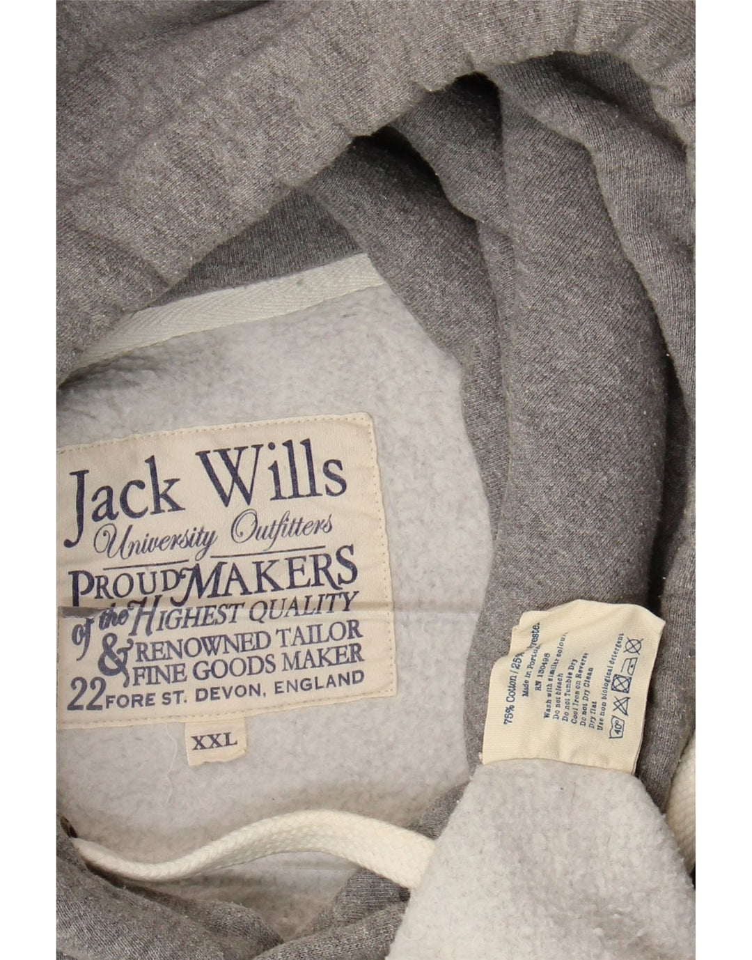 Jack Wills Mens Graphic Hoodie Jumper 2XL Grey Cotton