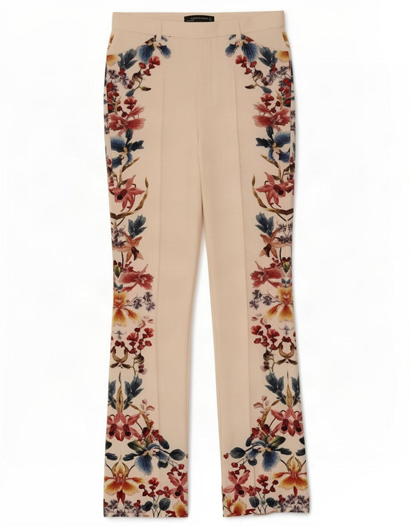 Zara Womens Bootcut Casual Trousers Medium W28 L32 White Floral Polyester