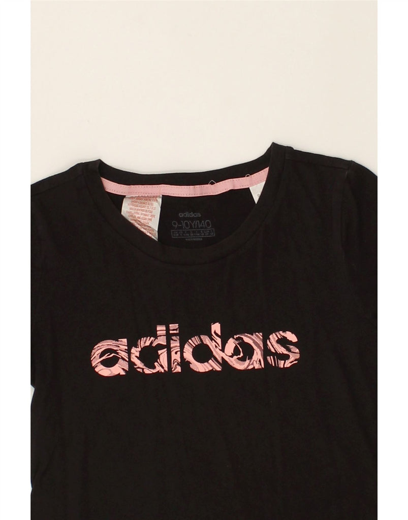 ADIDAS Girls Graphic T-Shirt Top 9-10 Years Black Cotton | Vintage Adidas | Thrift | Second-Hand Adidas | Used Clothing | Messina Hembry 