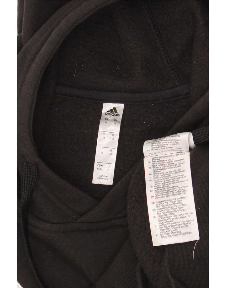 Adidas Mens Hoodie Jumper Medium Black Cotton