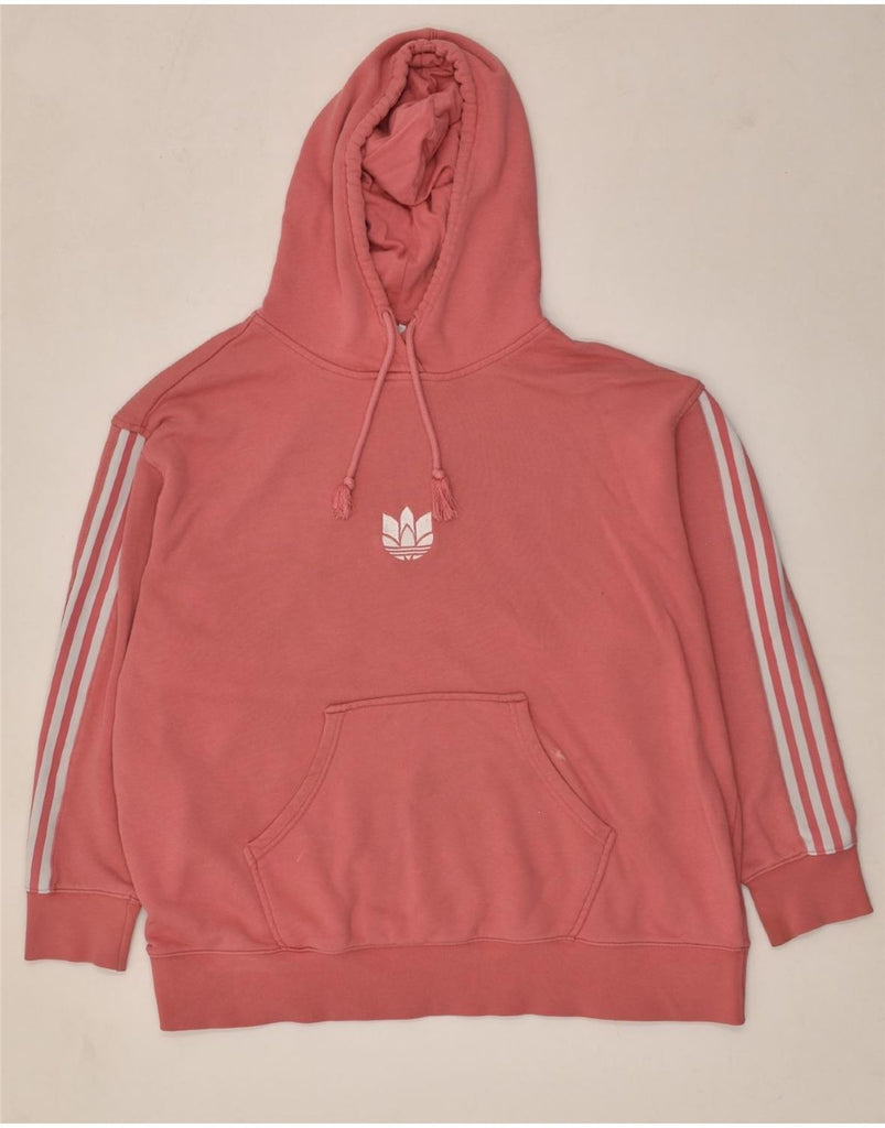 ADIDAS Womens Hoodie Jumper UK 16 Large Pink Cotton | Vintage Adidas | Thrift | Second-Hand Adidas | Used Clothing | Messina Hembry 