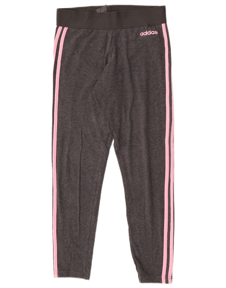 Adidas Womens Crop Leggings UK 8/10 Small  Grey Cotton