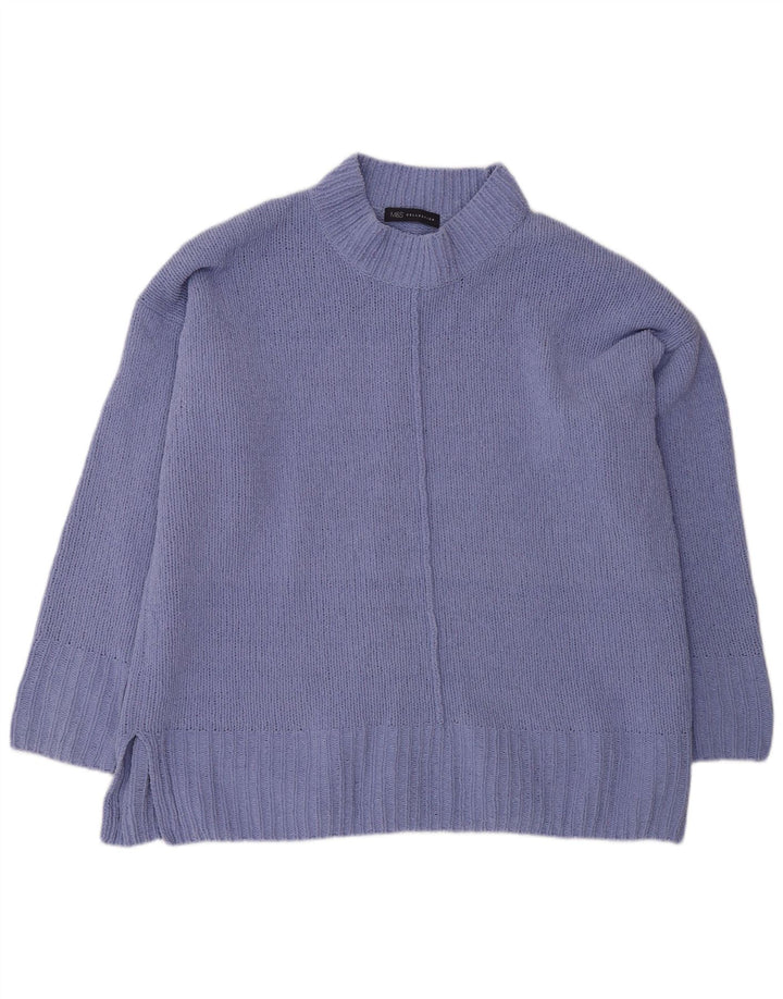 Marks & Spencer Womens Oversized Turtle Neck Jumper Sweater UK 18 XL Purple