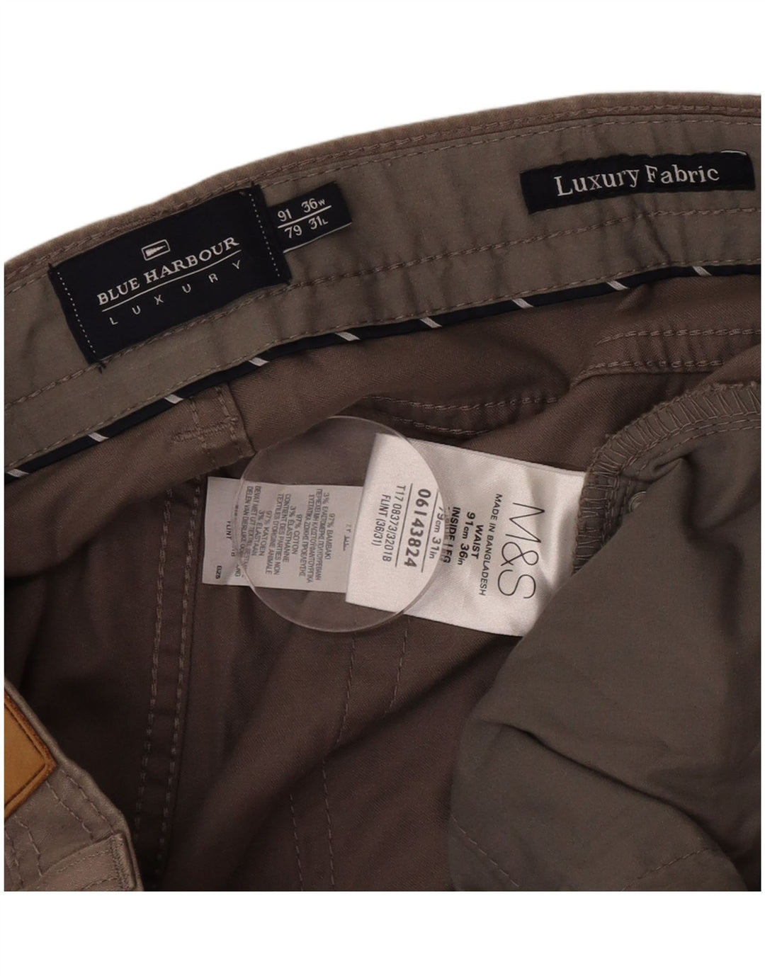 Marks & Spencer Mens Blue Harbour Straight Casual Trousers W36 L31 Grey