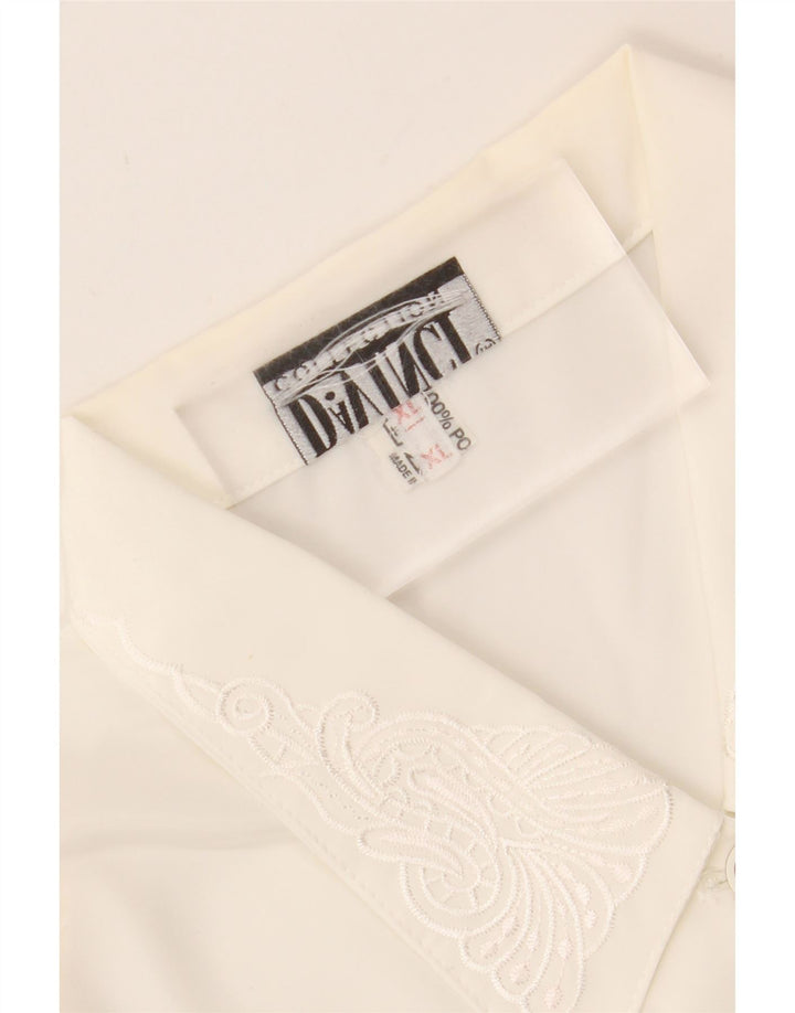 DA VINCI Womens Short Sleeve Shirt Blouse UK 18 XL Off White Polyester Vintage Da Vinci and Second-Hand Da Vinci from Messina Hembry 