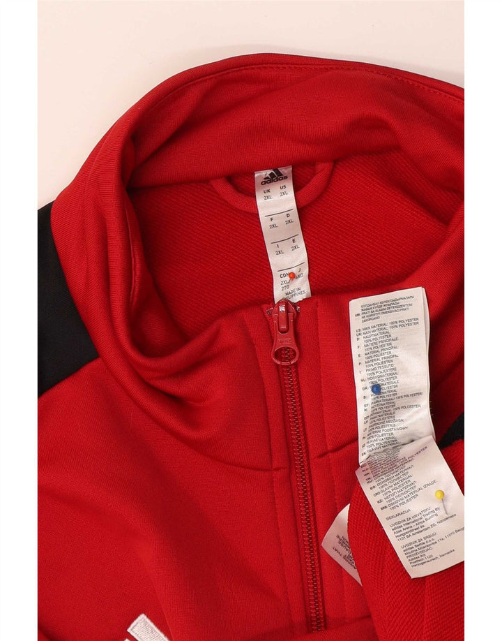 Adidas Mens Tracksuit Top Jacket 2XL Red Colourblock Polyester