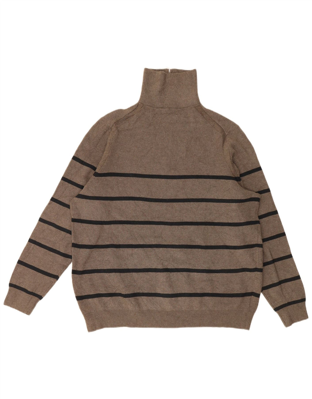Marks & Spencer Mens Zip Neck Jumper Sweater 2XL Grey Striped Polyester