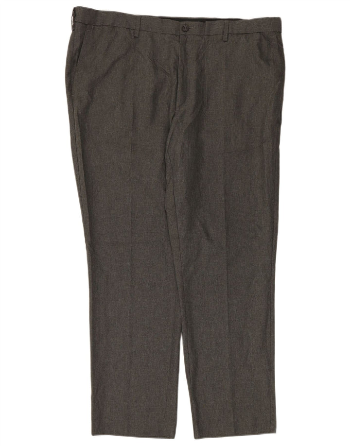 MARKS & SPENCER Mens Slim Fit Chino Trousers W40 L29 Grey Polyester