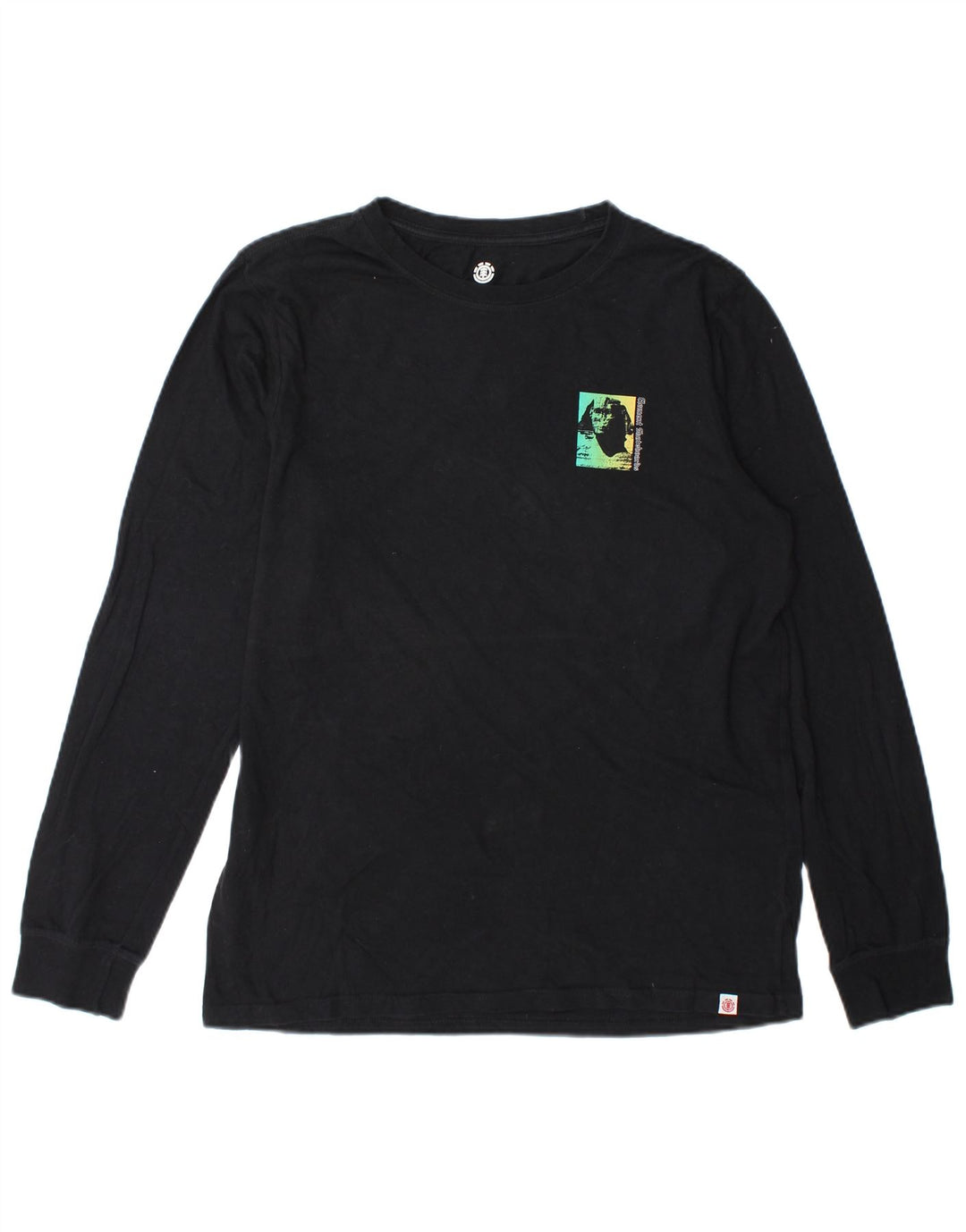 Element Mens Graphic Top Long Sleeve Medium Black Cotton