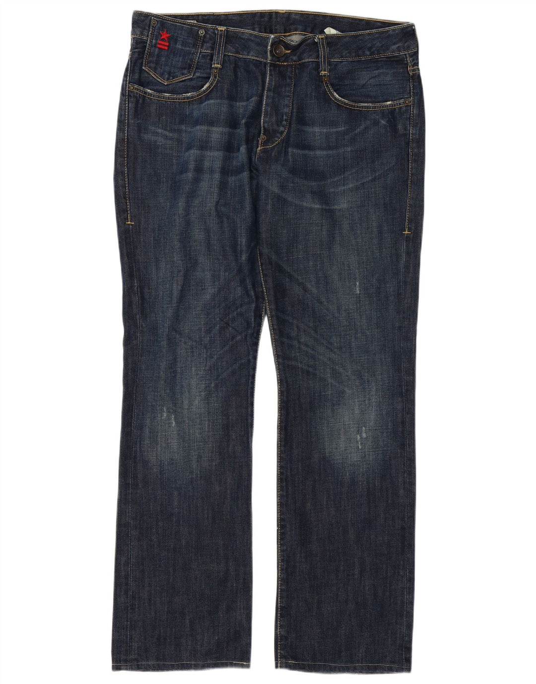 Uniform Mens Straight Jeans W34 L32 Blue Cotton