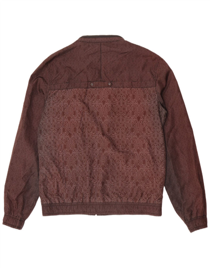 Jack & Jones Mens Graphic Bomber Jacket UK 38 Medium Brown Colourblock