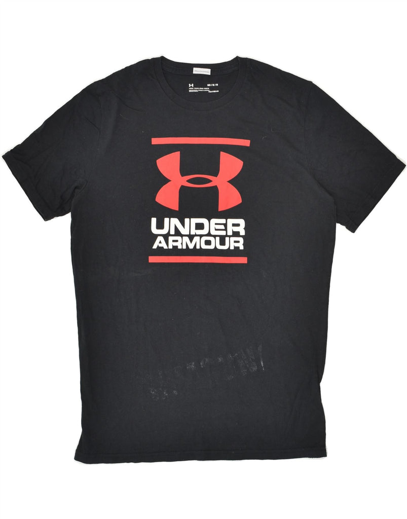 UNDER ARMOUR Mens Heat Gear Graphic T-Shirt Top Medium Black Cotton | Vintage Under Armour | Thrift | Second-Hand Under Armour | Used Clothing | Messina Hembry 