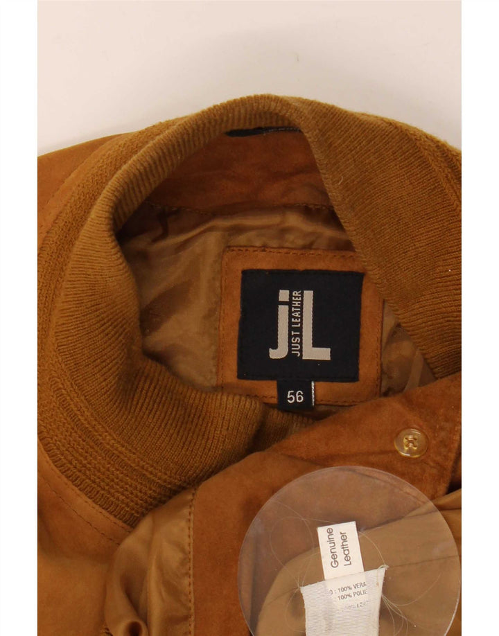 Vintage Mens Suede Bomber Jacket IT 56 3XL Brown Leather