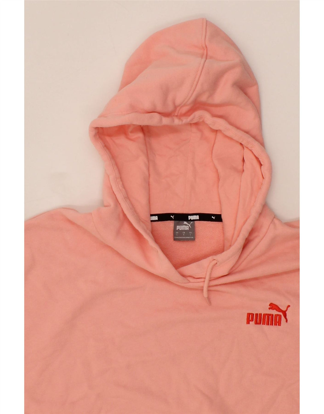 PUMA Womens Oversized Crop Hoodie Jumper UK 16 Large Pink Vintage Puma and Second-Hand Puma from Messina Hembry 