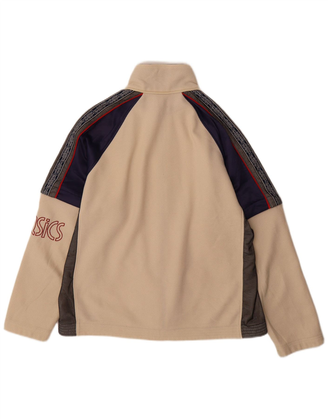 ASICS Mens Graphic Tracksuit Top Jacket Medium Beige Colourblock