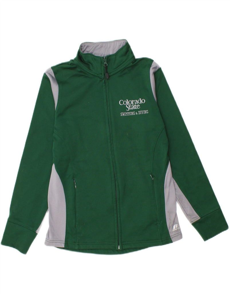 RUSSELL ATHLETIC Boys Tracksuit Top Jacket 11-12 Years Small Green Vintage Russell Athletic and Second-Hand Russell Athletic from Messina Hembry 