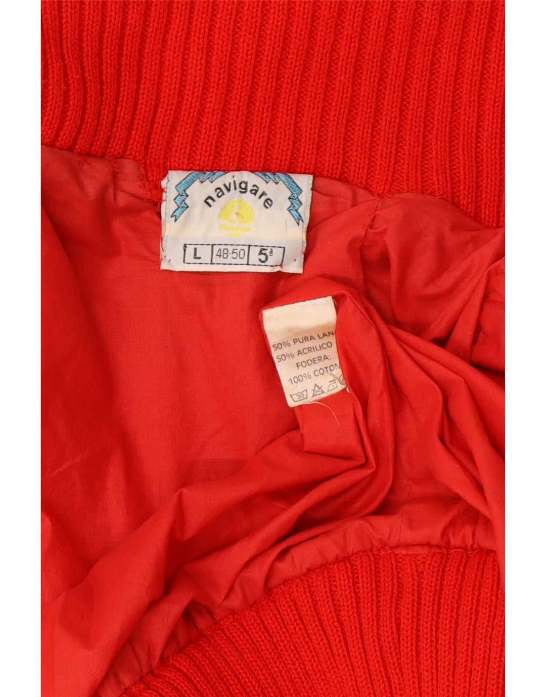 Navigare Mens Cardigan Sweater IT 48/50 Medium Red Wool