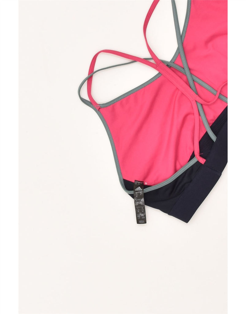 ADIDAS Womens Sport Bra Vest Top UK 16-18 Large Pink Colourblock | Vintage Adidas | Thrift | Second-Hand Adidas | Used Clothing | Messina Hembry 