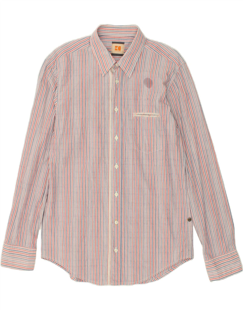 BOSS ORANGE Mens Shirt Large Multicoloured Striped Cotton Vintage Boss Orange and Second-Hand Boss Orange from Messina Hembry 