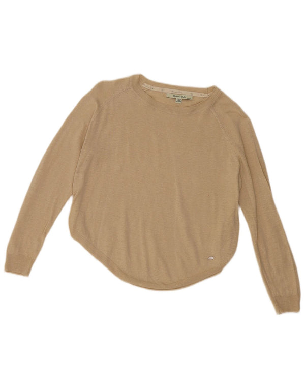 Massimo Dutti Girls Boat Neck Jumper Sweater 11-12 Years Beige Linen