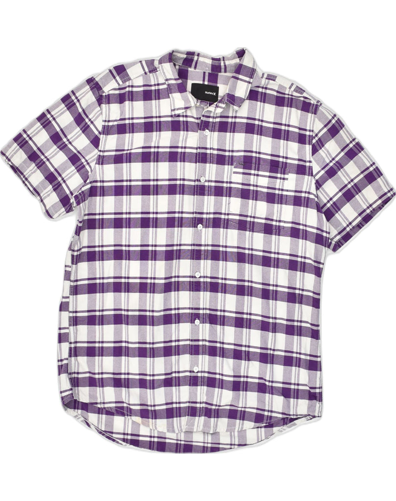 HURLEY Mens Short Sleeve Shirt Large Purple Check Cotton | Vintage Hurley | Thrift | Second-Hand Hurley | Used Clothing | Messina Hembry 