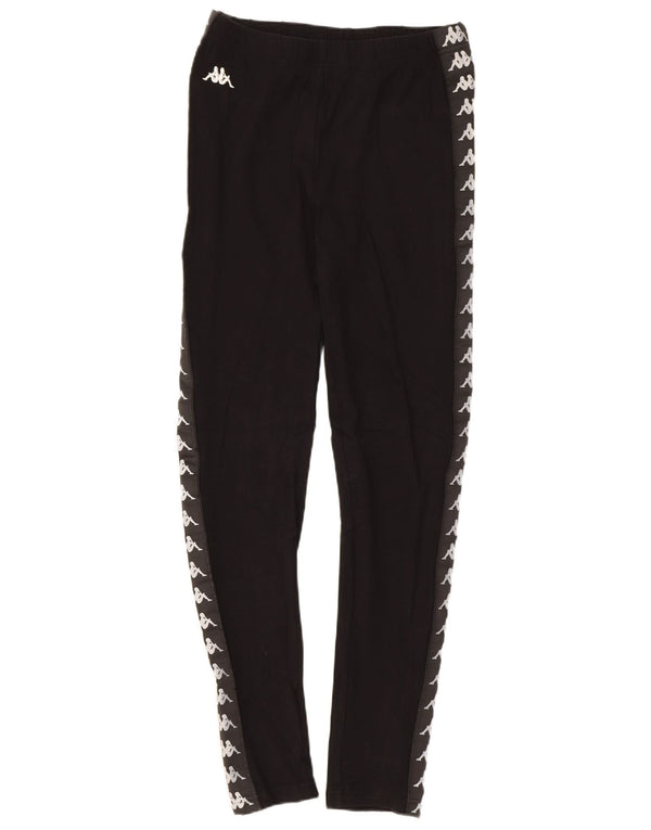 Kappa Womens Graphic Leggings UK 8 Small Black Cotton