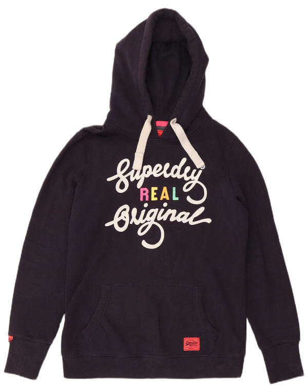 Superdry Mens Graphic Hoodie Jumper Large Navy Blue Cotton