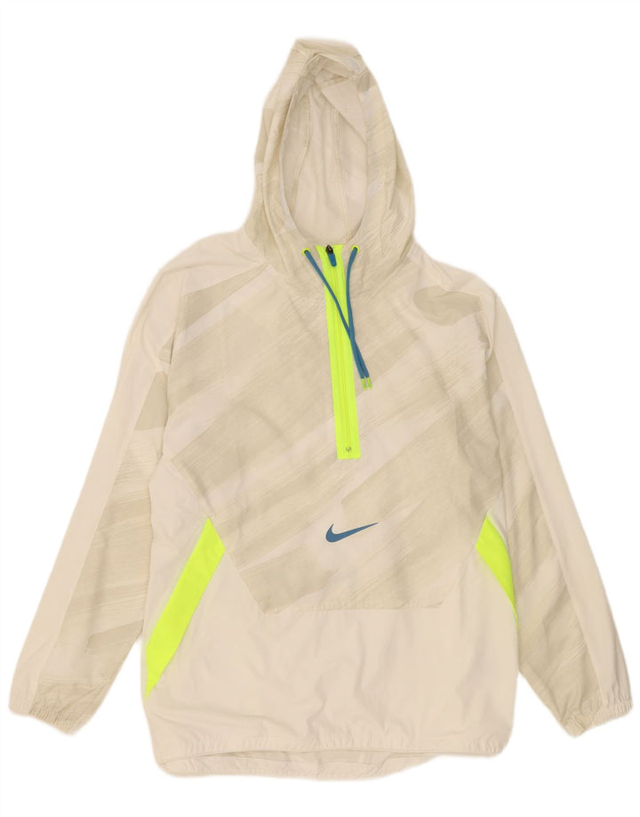 Nike Mens Loose Fit Hooded Pullover Rain Jacket UK 40 Large Beige Striped